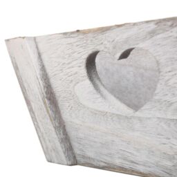 Red Hamper Vintage Heart Cut Handle Wooden Tray in Grey - Size: Small - thumbnail 4