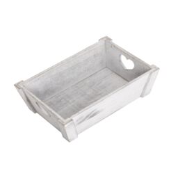 Red Hamper Vintage Heart Cut Handle Wooden Tray in Grey - Size: Small - thumbnail 3