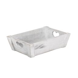 Red Hamper Vintage Heart Cut Handle Wooden Tray in Grey - Size: Small - thumbnail 1