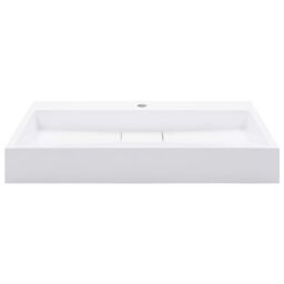 Berkfield Home Wash Basin 80x46x11 cm Mineral Cast/Marble Cast White - Size: 80 x 46 x 11 cm - thumbnail 3