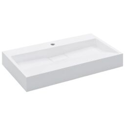 Berkfield Home Wash Basin 80x46x11 cm Mineral Cast/Marble Cast White - Size: 80 x 46 x 11 cm - thumbnail 2