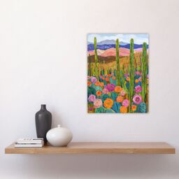 "Artery8 Arizona Flower Cactus Landscape Floral Painting Wall Art Print - Size: W18"" x H24""" - thumbnail 4