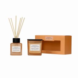 French Connection Apricot & Peach 200G Candle & 100ML Reed Diffuser Gift Set Square Design in Orange - Size: 2 Pack