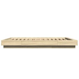 Berkfield Home Bed Frame with LED Lights without Mattress Sonoma Oak 120x190cm in Brown - Size: 120x190 cm - thumbnail 6