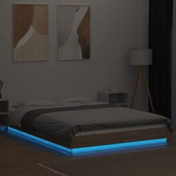 Berkfield Home Bed Frame with LED Lights without Mattress Sonoma Oak 120x190cm in Brown - Size: 120x190 cm - thumbnail 4