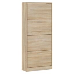 Berkfield Home Shoe Cabinet Sonoma Oak 63x24x147 cm Engineered Wood in Brown - Size: 63 x 24 x 147 cm - thumbnail 3