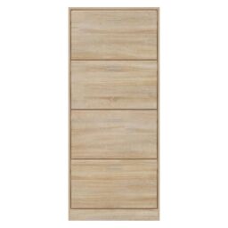 Berkfield Home Shoe Cabinet Sonoma Oak 63x24x147 cm Engineered Wood in Brown - Size: 63 x 24 x 147 cm - thumbnail 4