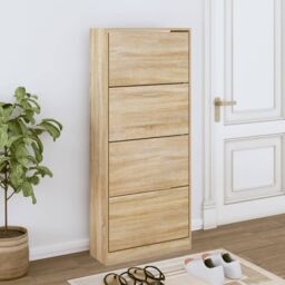 Berkfield Home Shoe Cabinet Sonoma Oak 63x24x147 cm Engineered Wood in Brown - Size: 63 x 24 x 147 cm