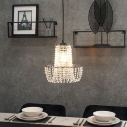 ValueLights Tegan Gold Jewel Droplet Pendant Ceiling Light Lamp Shade & 10w LED in Silver - thumbnail 2