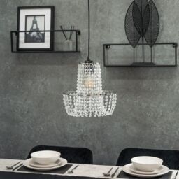 ValueLights Tegan Gold Jewel Droplet Pendant Ceiling Light Lamp Shade & 10w LED in Silver