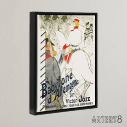 "Artery8 The German Babylon Novel Advert Framed Canvas Wall Art Print Lautrec in White - Size: W12"" x H16""" - thumbnail 2