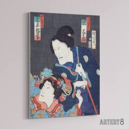 "Artery8 Kabuki Theatre Scene Japanese Canvas Wall Art Print Kunichika - Size: W18"" x H24""" - thumbnail 2