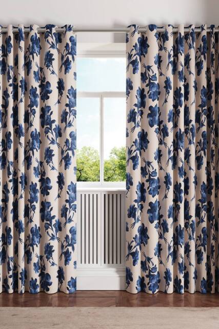 Ted Baker 'Midnight Garden' Lined Curtains in Blue - Size: 228 cm width x 183 cm drop - image 1