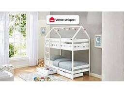 Vente-unique Cabin Bunk Beds 2 X 90 X 190 Cm - 2 Drawers - Pine - White - CHORI - Size: Single - thumbnail 4