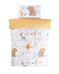 Rapport Home Woodland Friends Polycotton Duvet Cover Set With Pillowcase in White - Size: Single - thumbnail 2