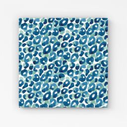 "Warren Reed - Designer Watercolour Leopard Print Canvas in Blue - Size: W16"" x H16""" - thumbnail 1