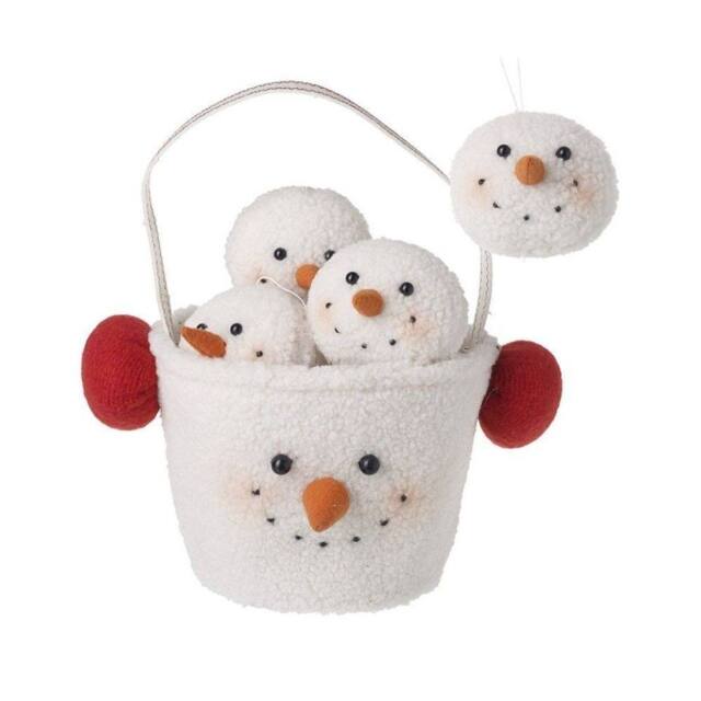 Garden Greatness Set Of 9 Snowman Head with Snowman Bag in White - Size: 1 Pack