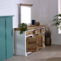 Indian Hub Alfie Sideboard - 3 Drawer & 3 Doors - Mango Wood - L45 x W140 x H85cm in White - thumbnail 3