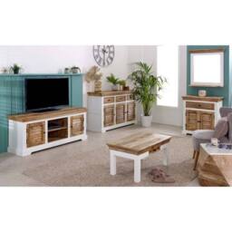 Indian Hub Alfie Sideboard - 3 Drawer & 3 Doors - Mango Wood - L45 x W140 x H85cm in White - thumbnail 4