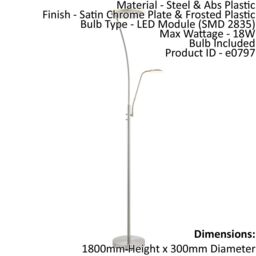 Loops Mother & Child Lamp Satin Chrome & Frosted Plastic 18W LED & 6W LED - thumbnail 2