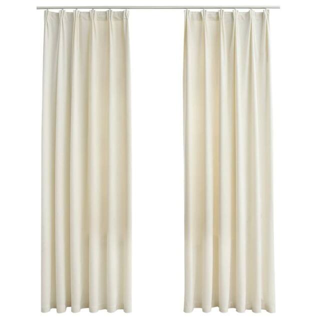 Berkfield Home Blackout Curtains 2 pcs with Hooks Velvet Cream 140x225 cm - image 1