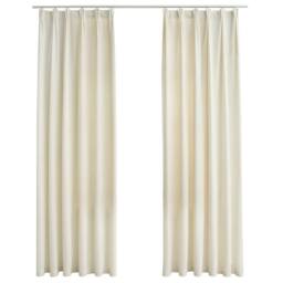 Berkfield Home Blackout Curtains 2 pcs with Hooks Velvet Cream 140x225 cm