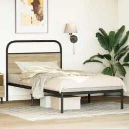 Berkfield Home Bed Frame Without Mattress 100x190 cm Sonoma Oak Engineered Wood in Brown - thumbnail 3