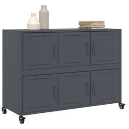 Berkfield Home Sideboard Anthracite 100.5x39x72 cm Steel in Black - thumbnail 4
