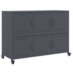 Berkfield Home Sideboard Anthracite 100.5x39x72 cm Steel in Black - thumbnail 2