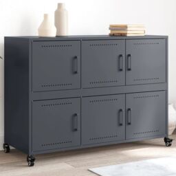 Berkfield Home Sideboard Anthracite 100.5x39x72 cm Steel in Black - thumbnail 1