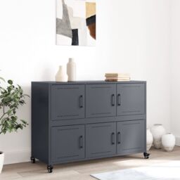 Berkfield Home Sideboard Anthracite 100.5x39x72 cm Steel in Black - thumbnail 3
