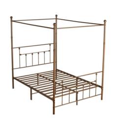 SquareBoxx Charlotte Double Four Poster Metal Bed Frame with Metal Slats in Gold - thumbnail 4