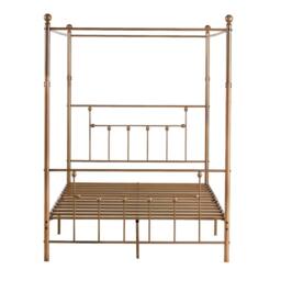 SquareBoxx Charlotte Double Four Poster Metal Bed Frame with Metal Slats in Gold - thumbnail 6