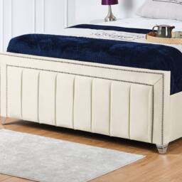 UK Bed Furniture Fiona Gas Lift Storage Upholstered Bed with 48 Inch Headboard in Cream - Size: Small Double - thumbnail 3
