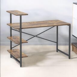 Rafaelo Mobilia Industrial 4 Tier Writing Desk With Steel Frame in Brown - thumbnail 3