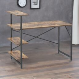 Rafaelo Mobilia Industrial 4 Tier Writing Desk With Steel Frame in Brown - thumbnail 4