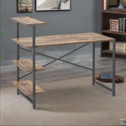 Rafaelo Mobilia Industrial 4 Tier Writing Desk With Steel Frame in Brown - thumbnail 5