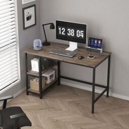 MCC Direct Computer Desk with 2 adjustable shelves 100cm Chicago in Grey - thumbnail 1