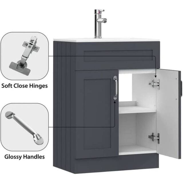 FORGEVIO Grey 600mm Floor Standing Bathroom Vanity Unit - Size: 0.6m2 - image 1