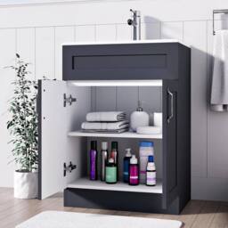 FORGEVIO Grey 600mm Floor Standing Bathroom Vanity Unit - Size: 0.6m2 - thumbnail 4