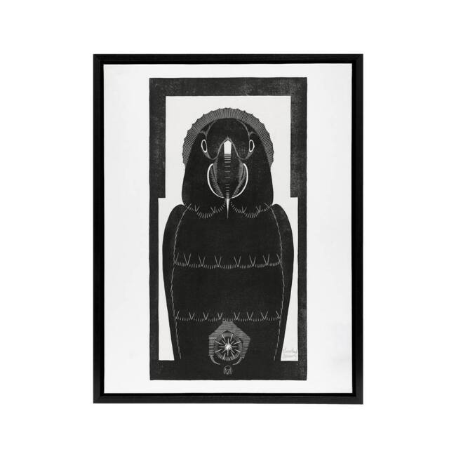 "Artery8 Stylised Ara Macaw Parrot De Mesquita Framed Canvas Wall Art Print in White - Size: W18"" x H24""" - image 1