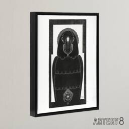 "Artery8 Stylised Ara Macaw Parrot De Mesquita Framed Canvas Wall Art Print in White - Size: W18"" x H24""" - thumbnail 2