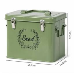 Toque Seed Storage Box Organiser, 3 Compartment Metal Seed Storage, Green - thumbnail 4