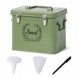 Toque Seed Storage Box Organiser, 3 Compartment Metal Seed Storage, Green - thumbnail 2