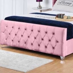 UK Bed Furniture Windsor Wingback Gas Lift Storage Upholstered Bed 48 Inch Headboard in Pink - Size: Single - thumbnail 3