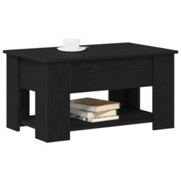 Berkfield Home Black Oak Coffee Table 79x49x41 cm Made of Engineered Wood - Size: 79 x 49 x 41 cm - thumbnail 3