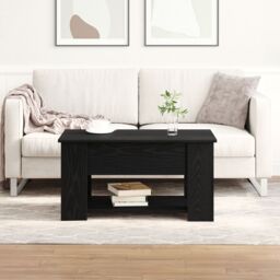 Berkfield Home Black Oak Coffee Table 79x49x41 cm Made of Engineered Wood - Size: 79 x 49 x 41 cm - thumbnail 1