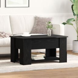 Berkfield Home Black Oak Coffee Table 79x49x41 cm Made of Engineered Wood - Size: 79 x 49 x 41 cm - thumbnail 4