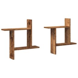 Berkfield Home Wall Shelves 2 pcs Old Wood 50x12x50 cm Engineered Wood in Brown - Size: 50 x 12 x 50 cm - thumbnail 2
