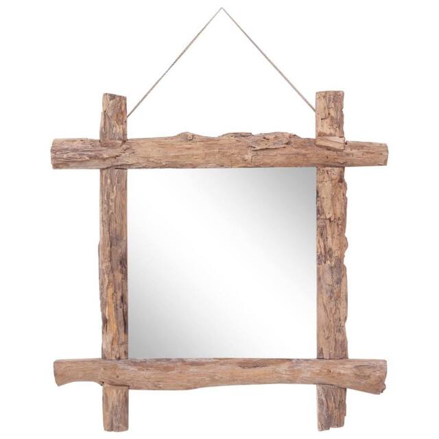 Berkfield Home Log Mirror Natural 70x70 cm Solid Reclaimed Wood in Brown - image 1